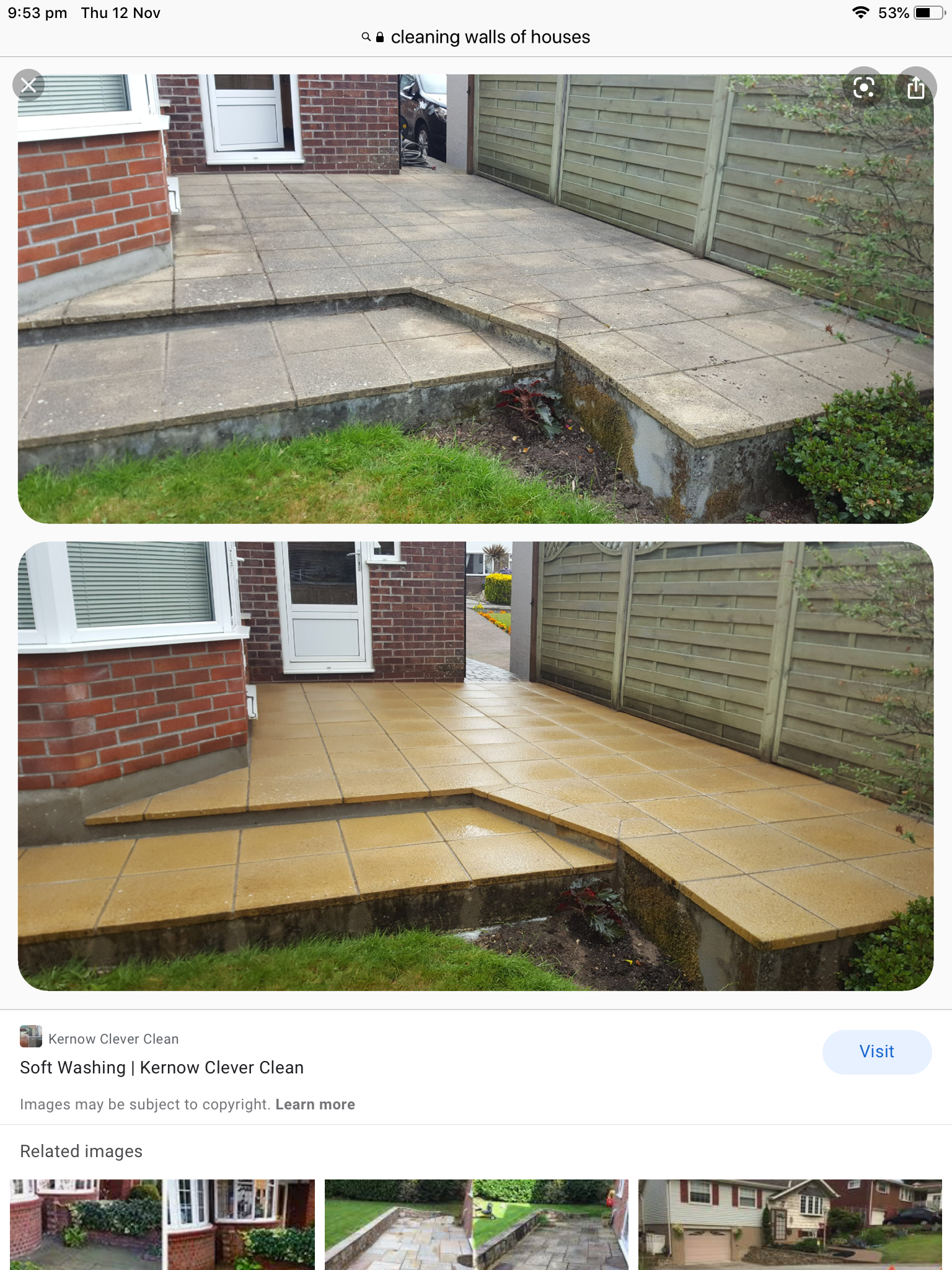 Patio cleaning before and after comparison