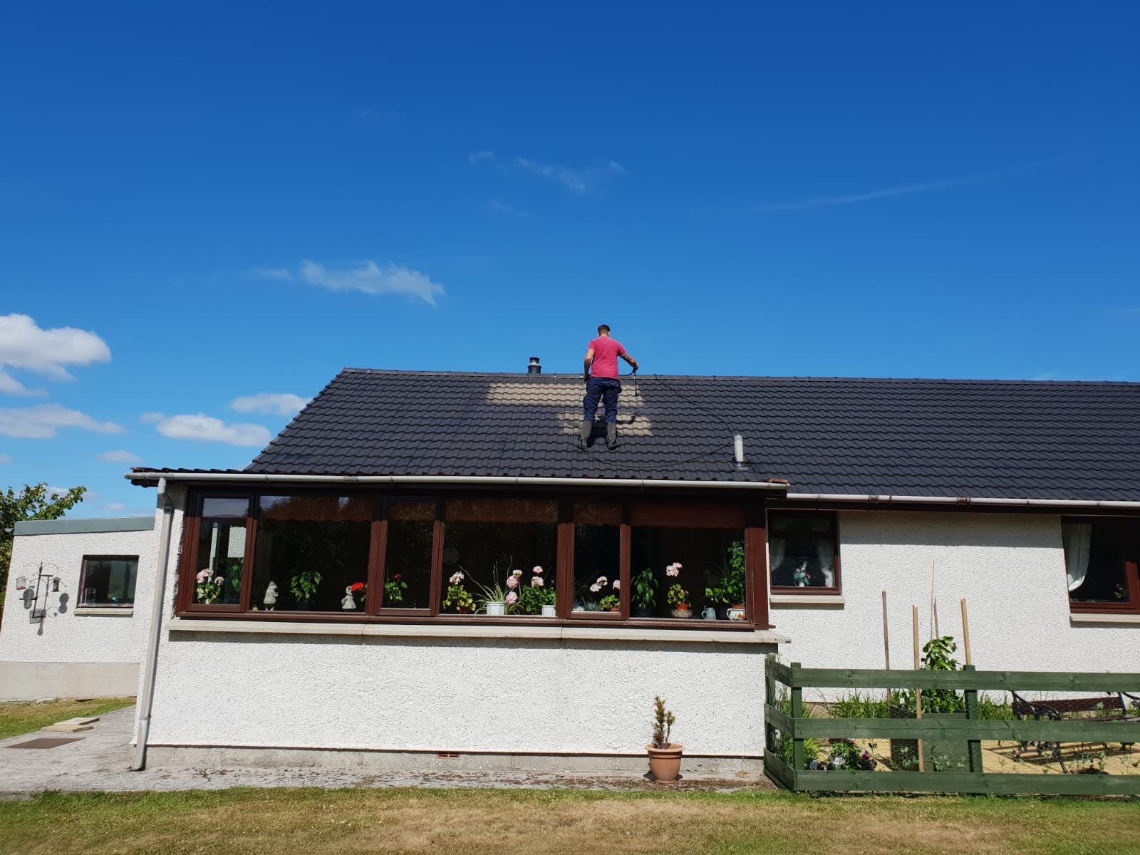 Roof cleaning and coating application